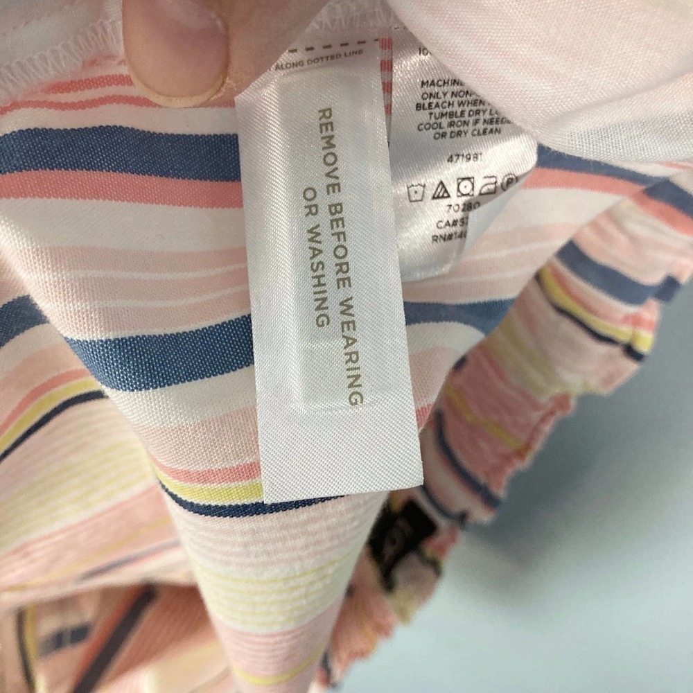 𝅺NWT Loft Striped Elastic Waist Drawstring Tie Waist Shorts with Pockets Size S - Picture 12 of 12